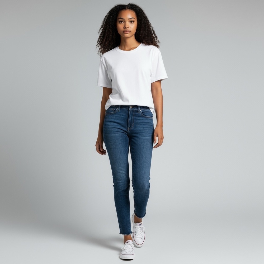 PAIGE Verdugo Ankle Skinny Jeans Mid Rise Blue
